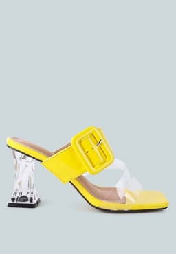 image-City Girl Buckle Detail Clear Spool Heel Sandals