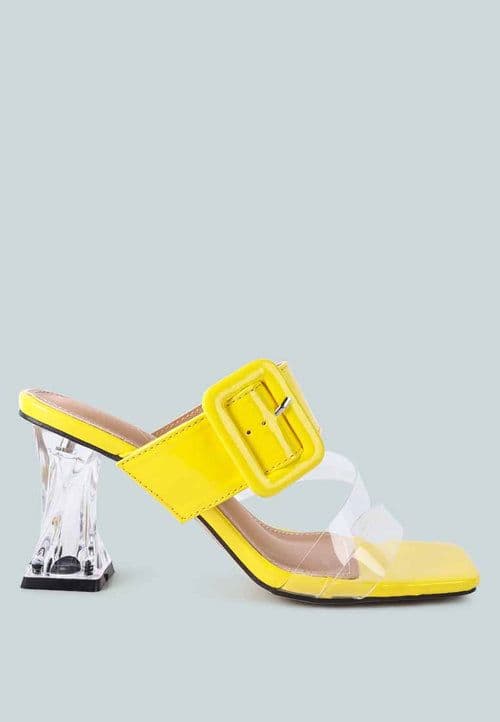 image-City Girl Buckle Detail Clear Spool Heel Sandals