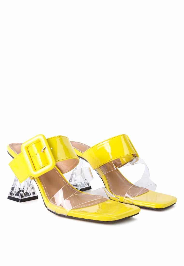 image-City Girl Buckle Detail Clear Spool Heel Sandals