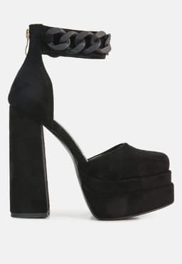 image-Golden Hour Showstopper Chain Embellished High Platform Sandals
