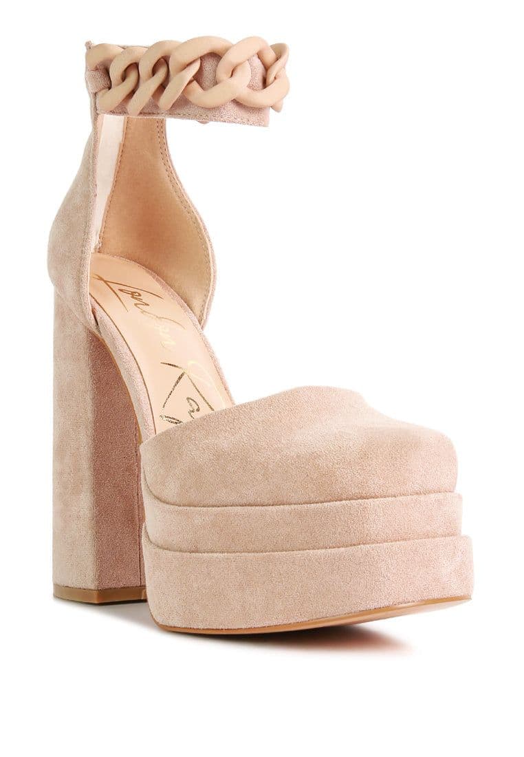 image-Golden Hour Showstopper Chain Embellished High Platform Sandals