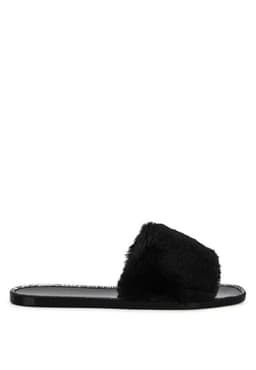 image-Geese Faux Fur Diamante Detail Jelly Flats