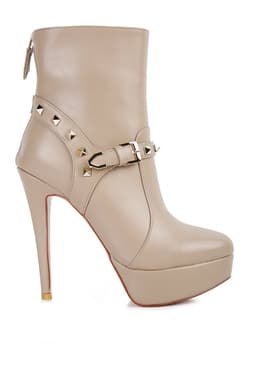 image-Dejang Metal Stud Embellished Faux Leather Ankle Boot