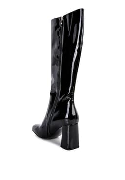 image-Hypnotize Patent Pu Block Heeled Calf Boots
