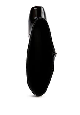 image-Hypnotize Patent Pu Block Heeled Calf Boots