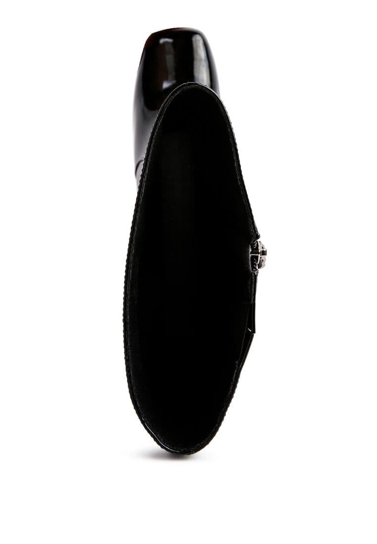 image-Hypnotize Patent Pu Block Heeled Calf Boots
