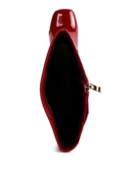 image-Hypnotize Patent Pu Block Heeled Calf Boots