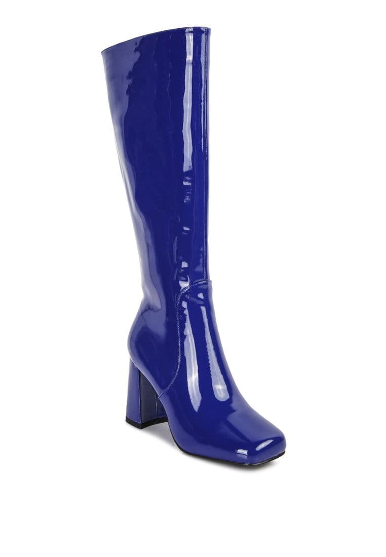 image-Hypnotize Patent Pu Block Heeled Calf Boots