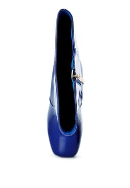 image-Hypnotize Patent Pu Block Heeled Calf Boots