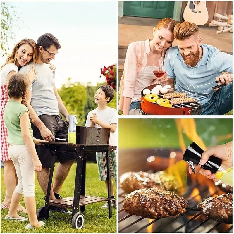 image-200/300/500ml Oil Spray Bottle BBQ Cooking Olive Oil Sprayer Plastic Baking Oil Spray Empty Bottle Vinegar Bottle Or Oil brush
