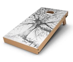 image-Abstract Black and White WaterColor Vivid Tree CornHole Board Skin