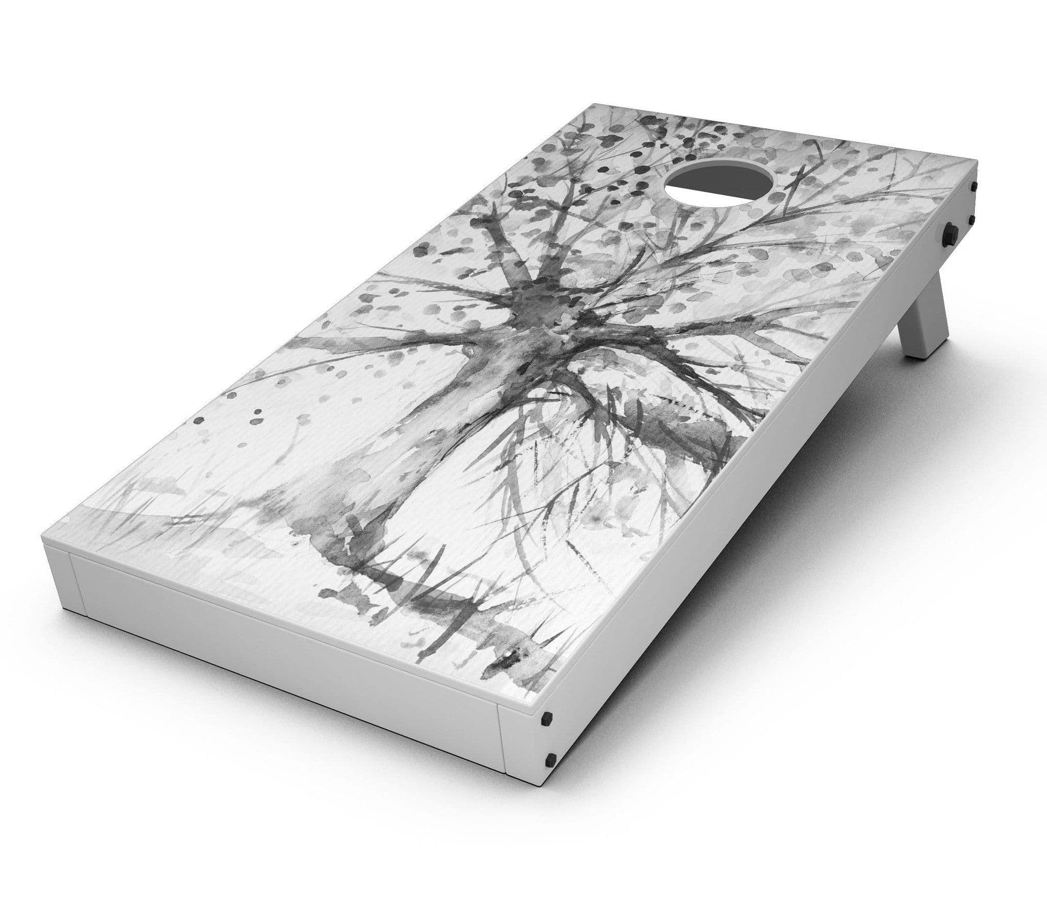 image-Abstract Black and White WaterColor Vivid Tree CornHole Board Skin