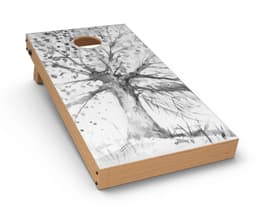 image-Abstract Black and White WaterColor Vivid Tree CornHole Board Skin