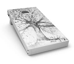 image-Abstract Black and White WaterColor Vivid Tree CornHole Board Skin