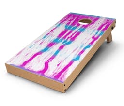image-Running Blue and Pink WaterColor Paint CornHole Board Skin Decal Kit