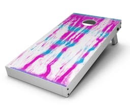 image-Running Blue and Pink WaterColor Paint CornHole Board Skin Decal Kit