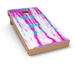 image-Running Blue and Pink WaterColor Paint CornHole Board Skin Decal Kit