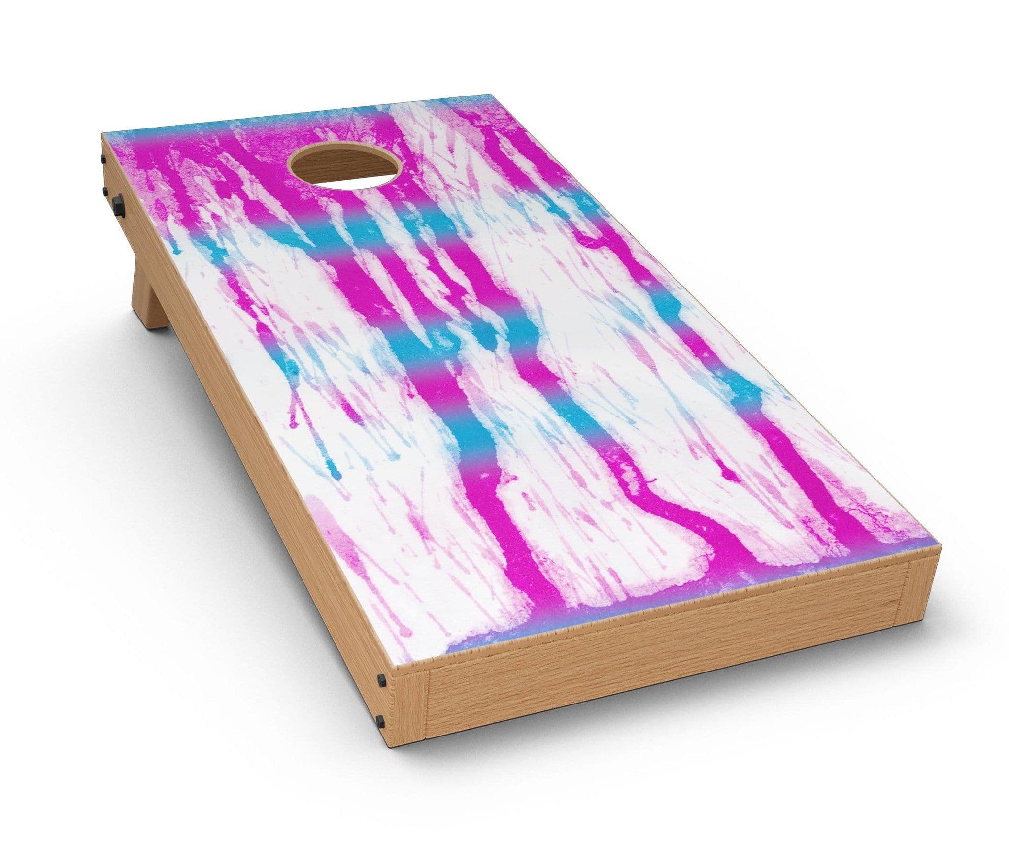 image-Running Blue and Pink WaterColor Paint CornHole Board Skin Decal Kit