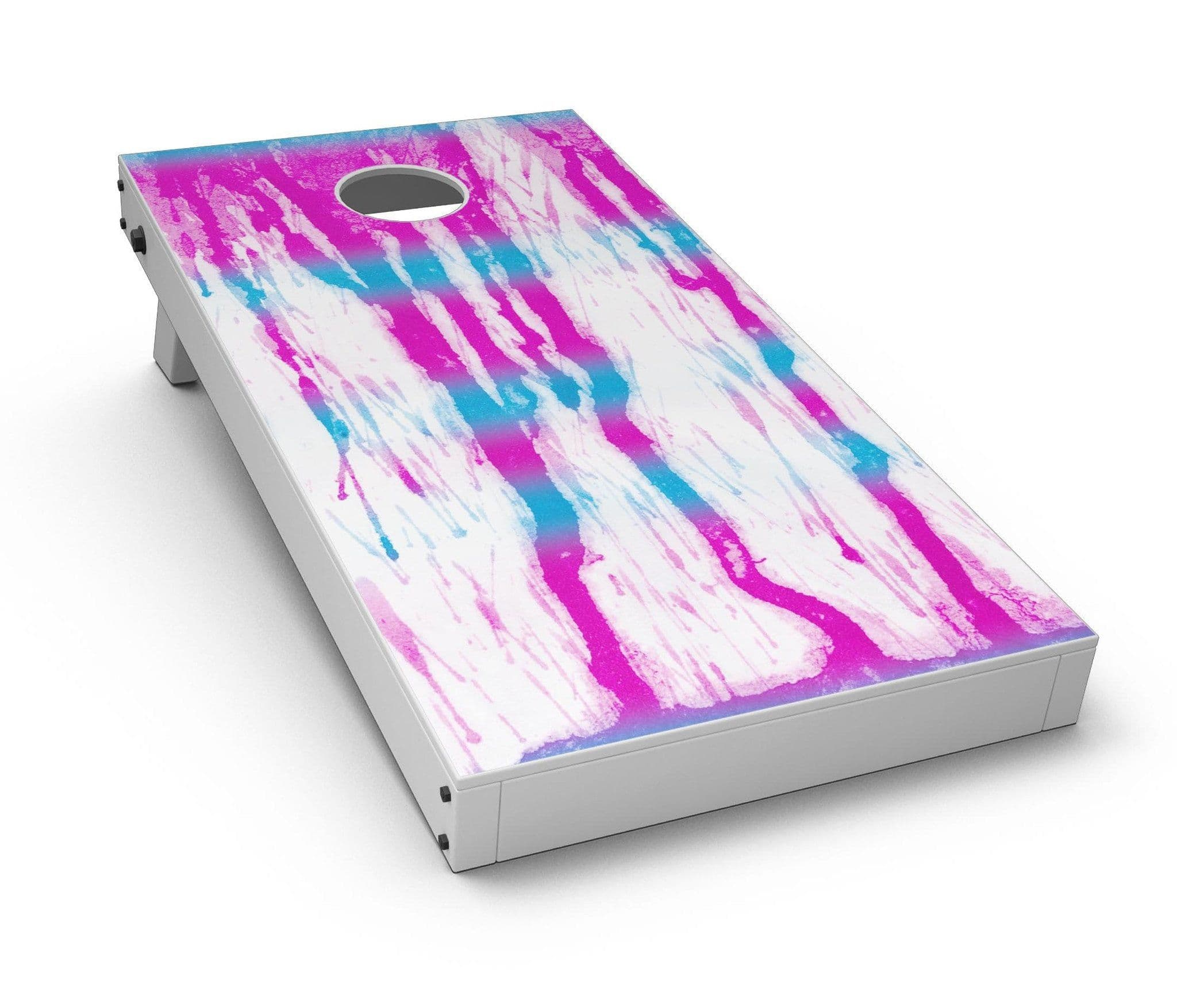 image-Running Blue and Pink WaterColor Paint CornHole Board Skin Decal Kit