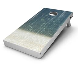 image-Scratched Blue and Gold Showers CornHole Board Skin Decal Kit