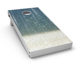 image-Scratched Blue and Gold Showers CornHole Board Skin Decal Kit