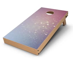 image-Pink and Blue Shimmering Orbs of Light CornHole Board Skin Decal Kit