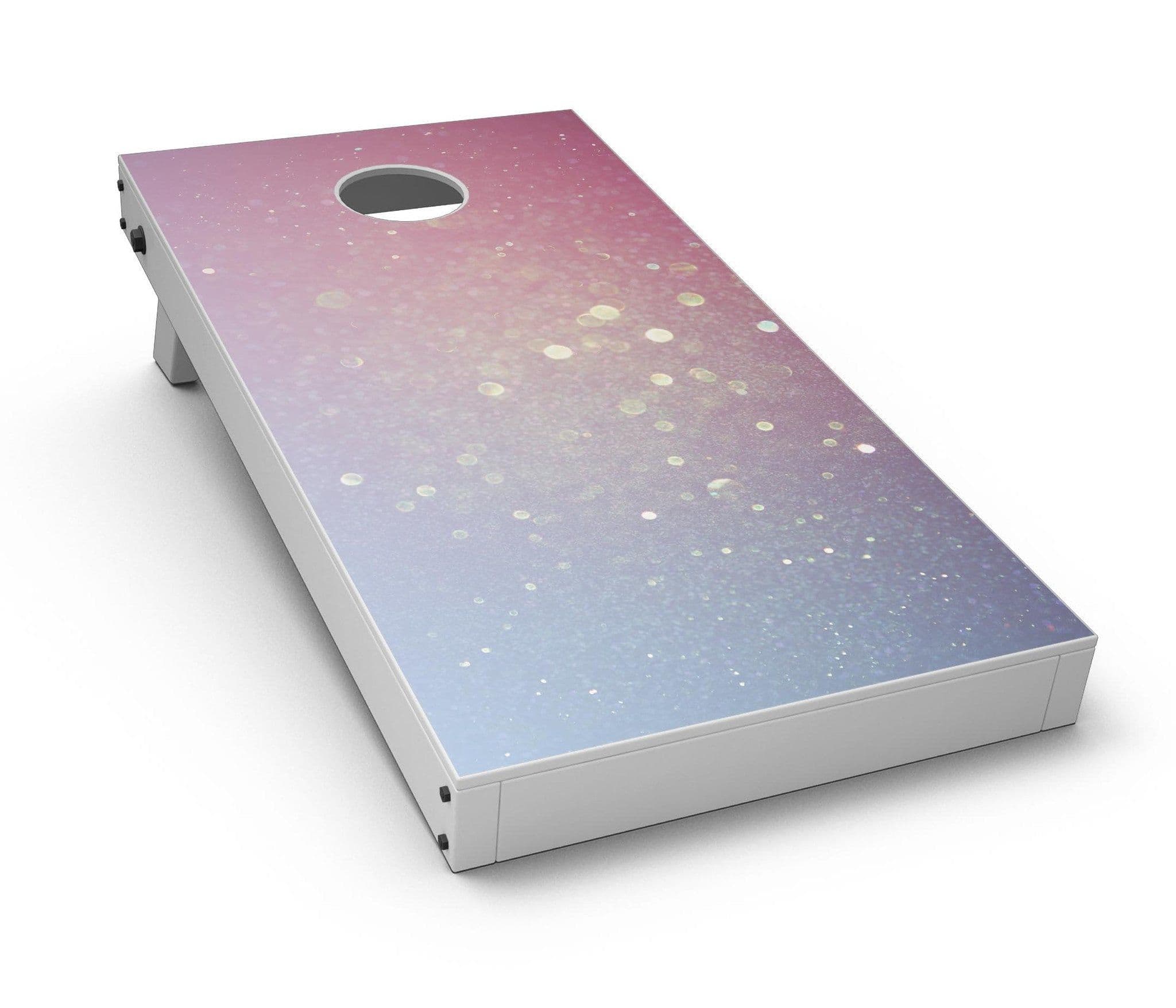 image-Pink and Blue Shimmering Orbs of Light CornHole Board Skin Decal Kit
