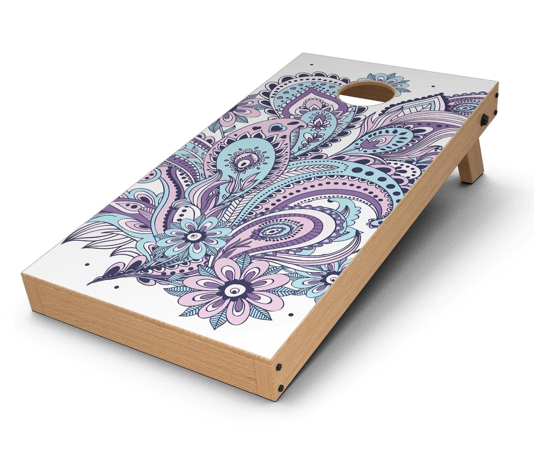 image-Subtle Pink and Blue Vector Sprout CornHole Board Skin Decal Kit