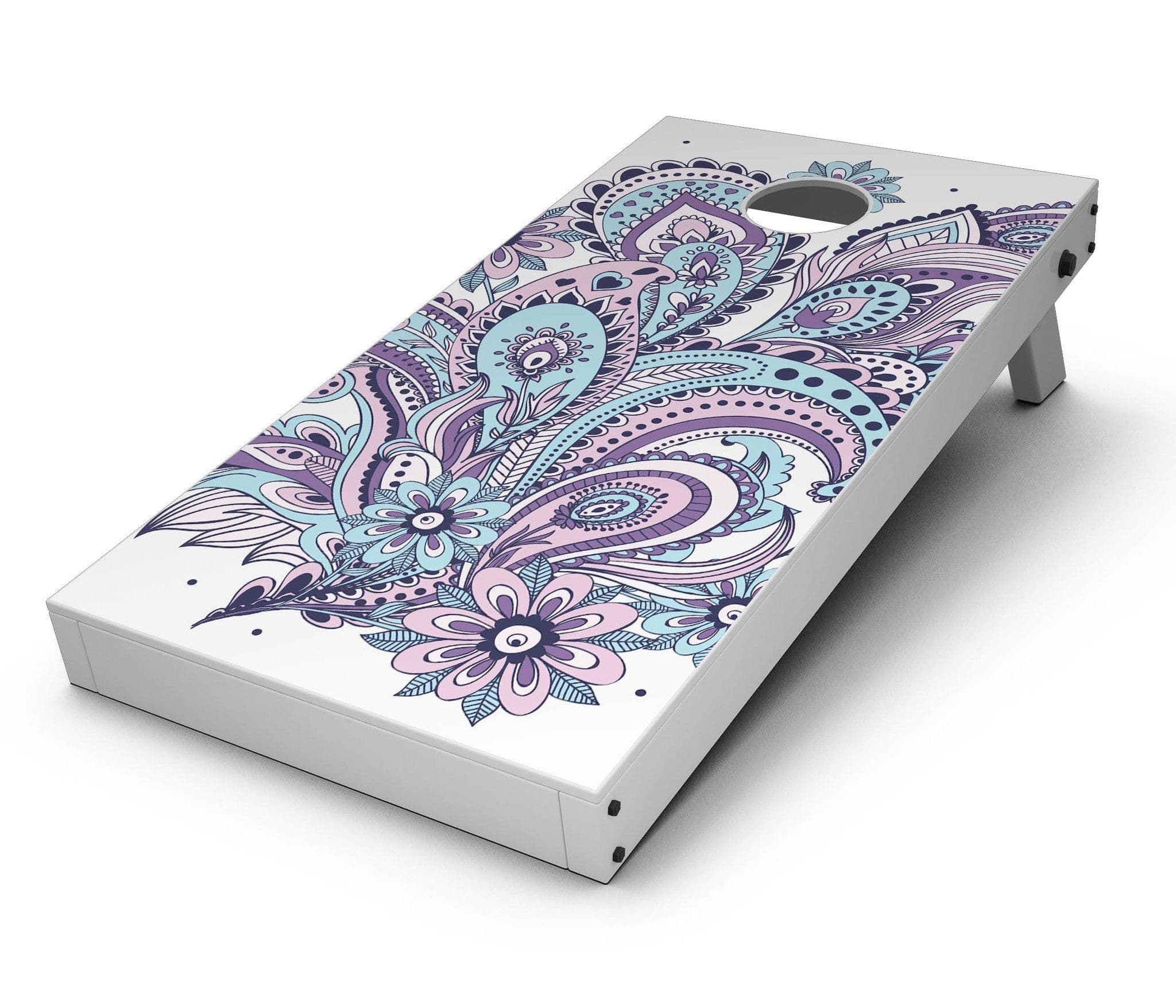 image-Subtle Pink and Blue Vector Sprout CornHole Board Skin Decal Kit