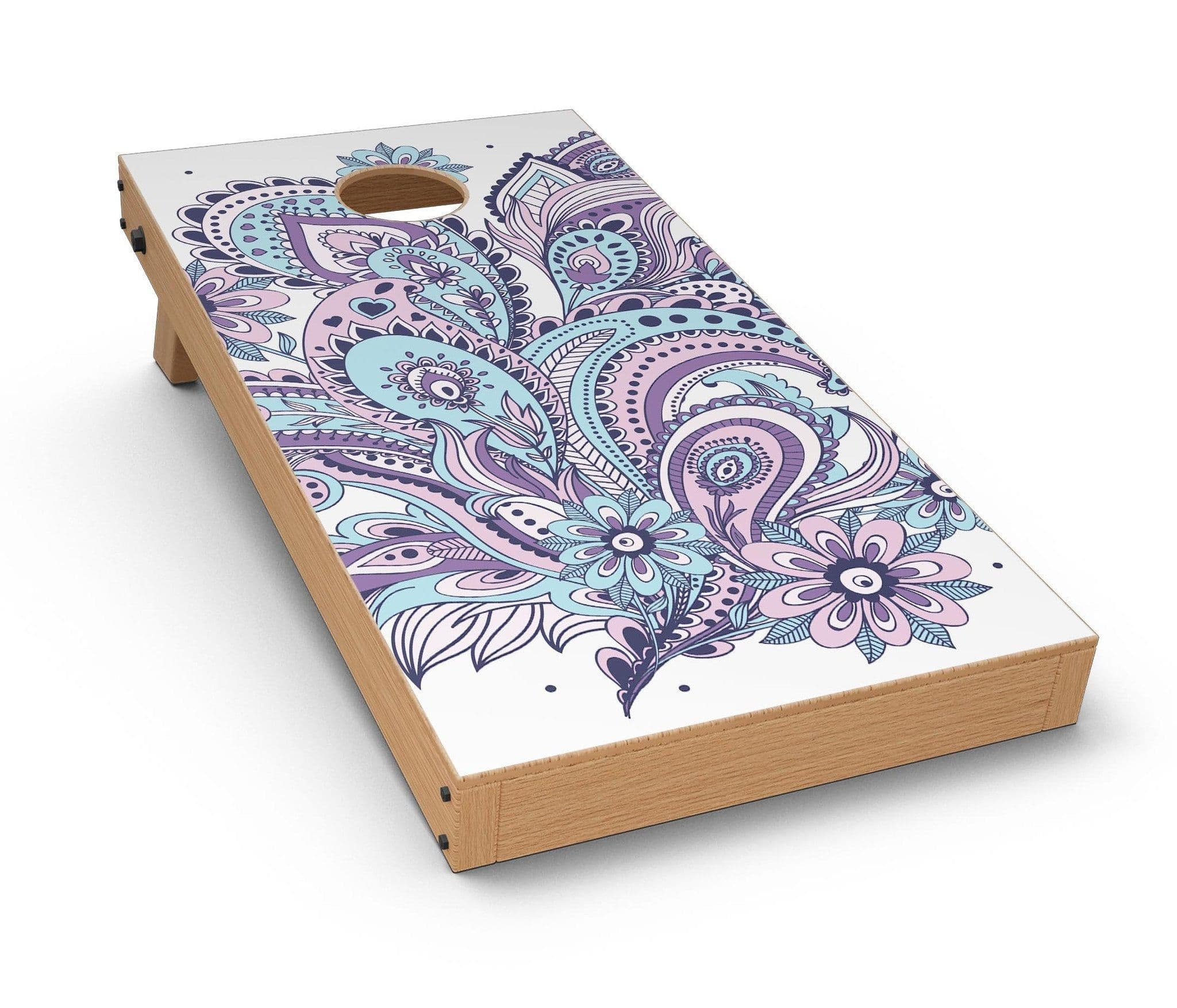 image-Subtle Pink and Blue Vector Sprout CornHole Board Skin Decal Kit