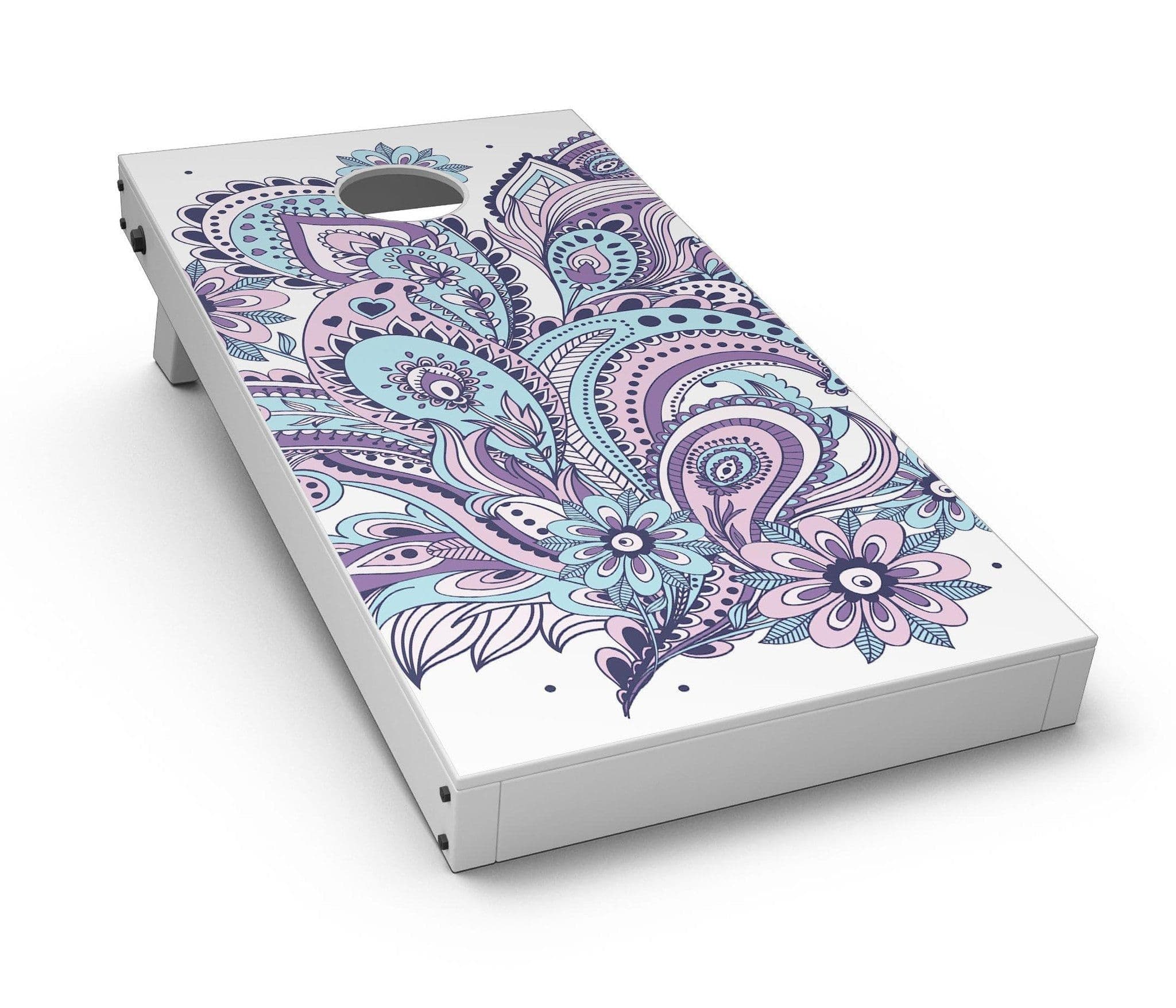 image-Subtle Pink and Blue Vector Sprout CornHole Board Skin Decal Kit