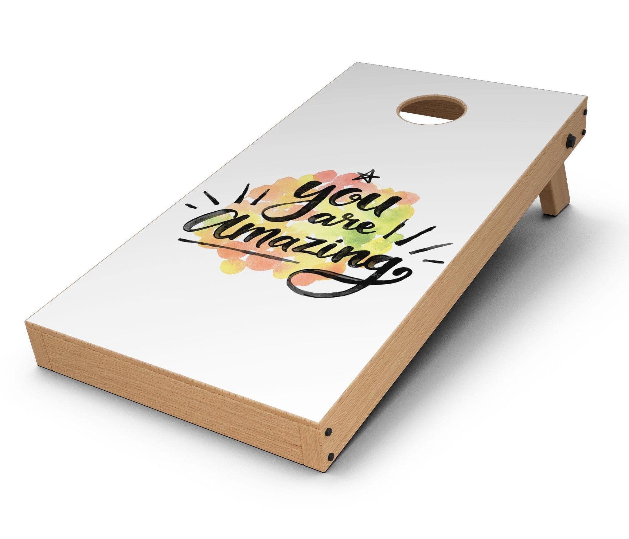 image-Watercolor Stroke You are Amazing CornHole Board Skin Decal Kit