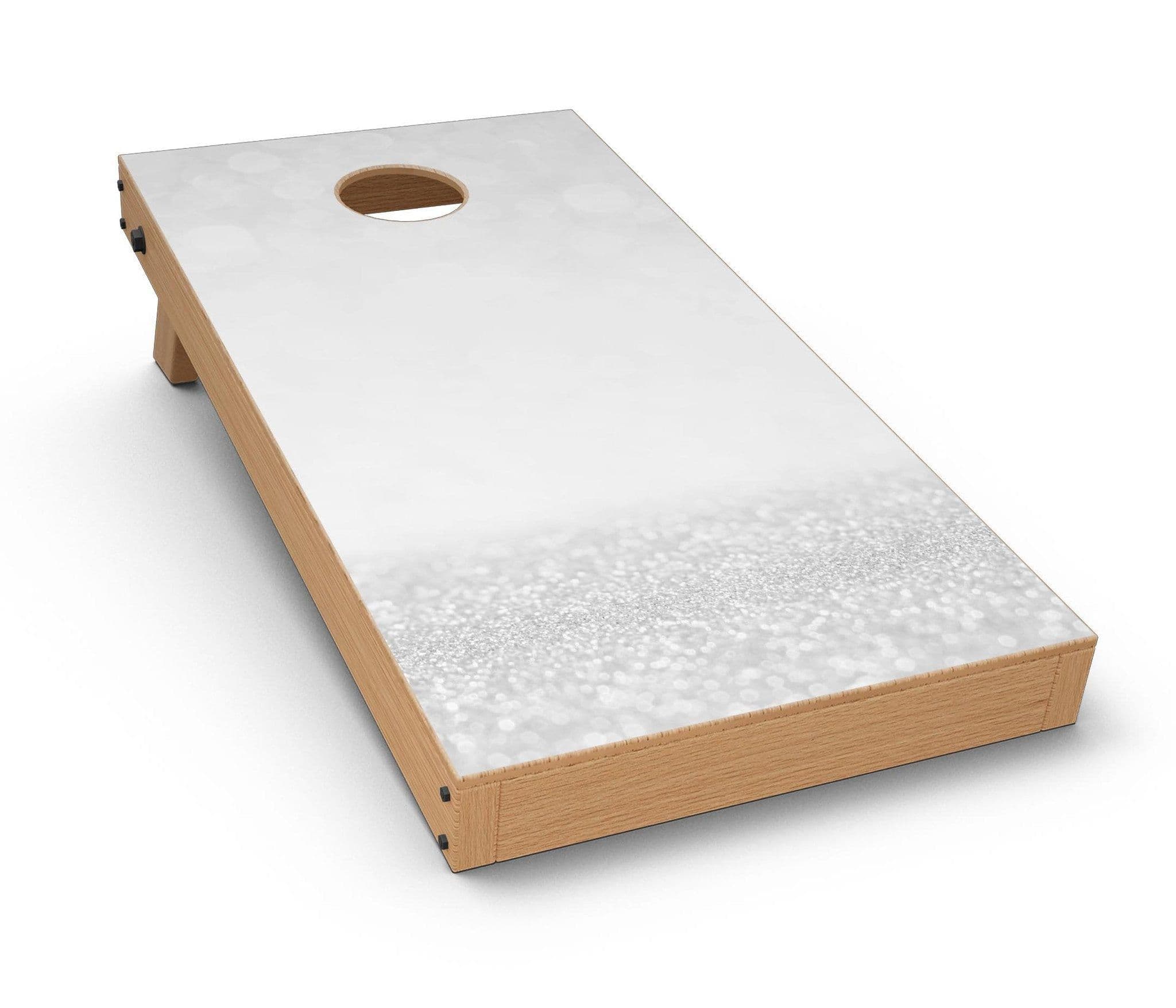 image-Silver and White Unfocused Sparkle Orbs CornHole Board Skin Decal Kit