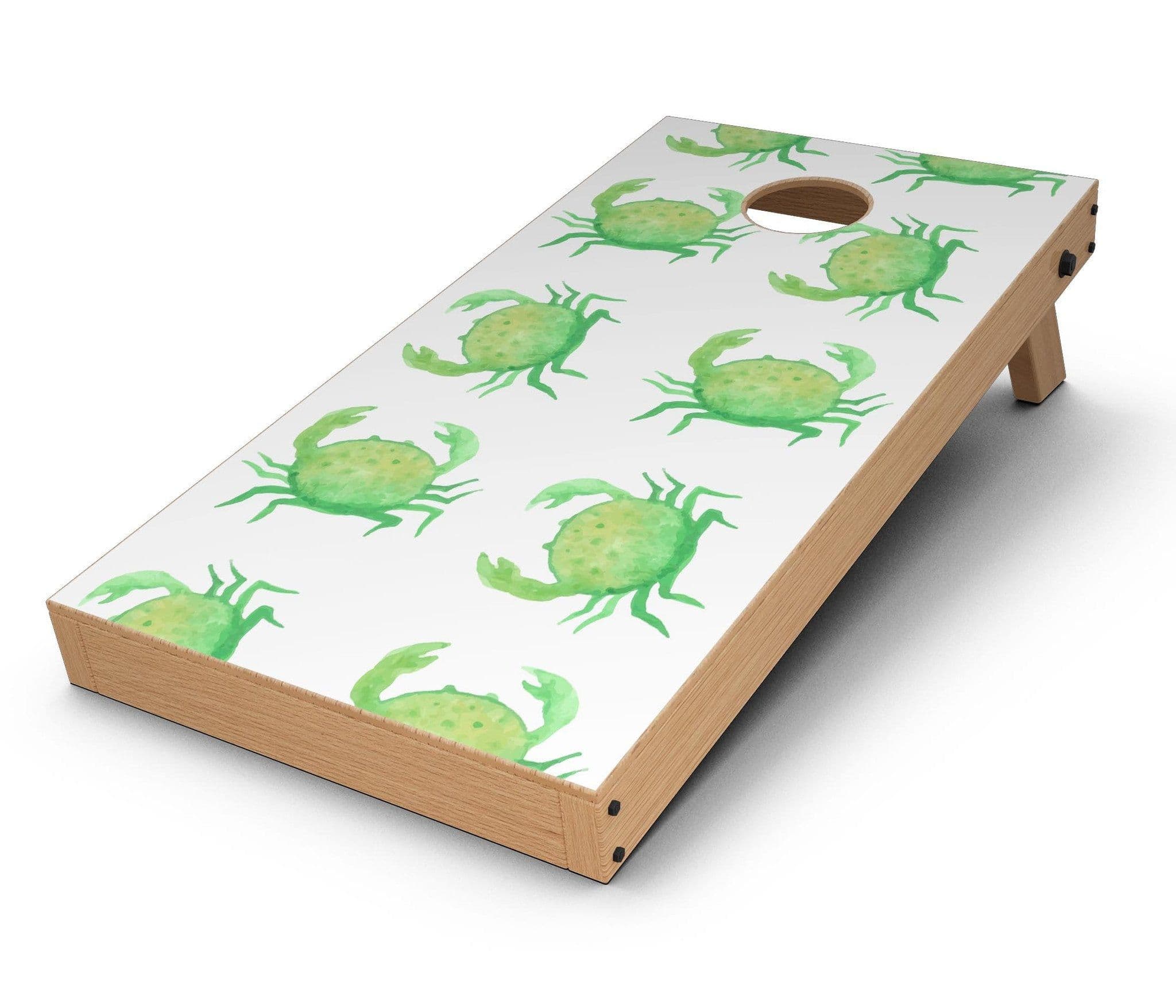image-Seamless Green Crab WaterColor CornHole Board Skin Decal Kit