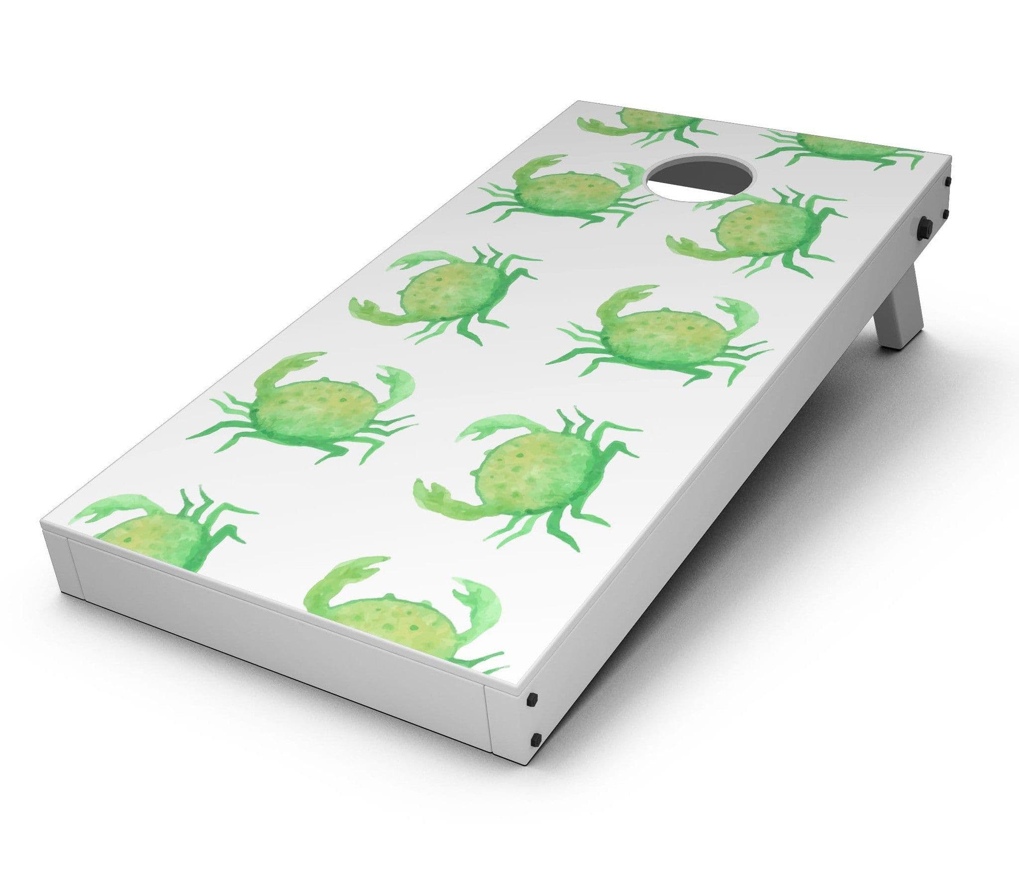 image-Seamless Green Crab WaterColor CornHole Board Skin Decal Kit