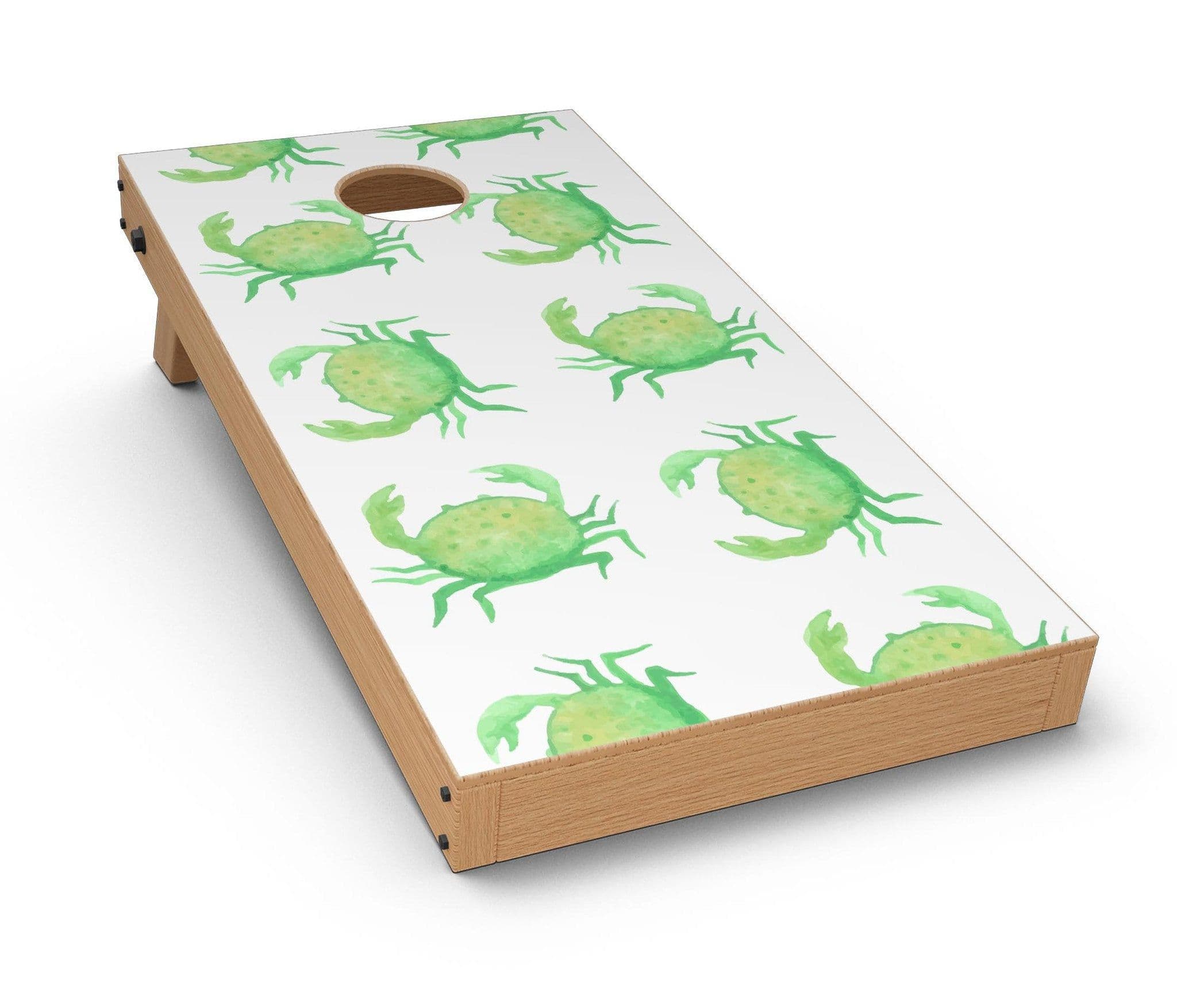 image-Seamless Green Crab WaterColor CornHole Board Skin Decal Kit