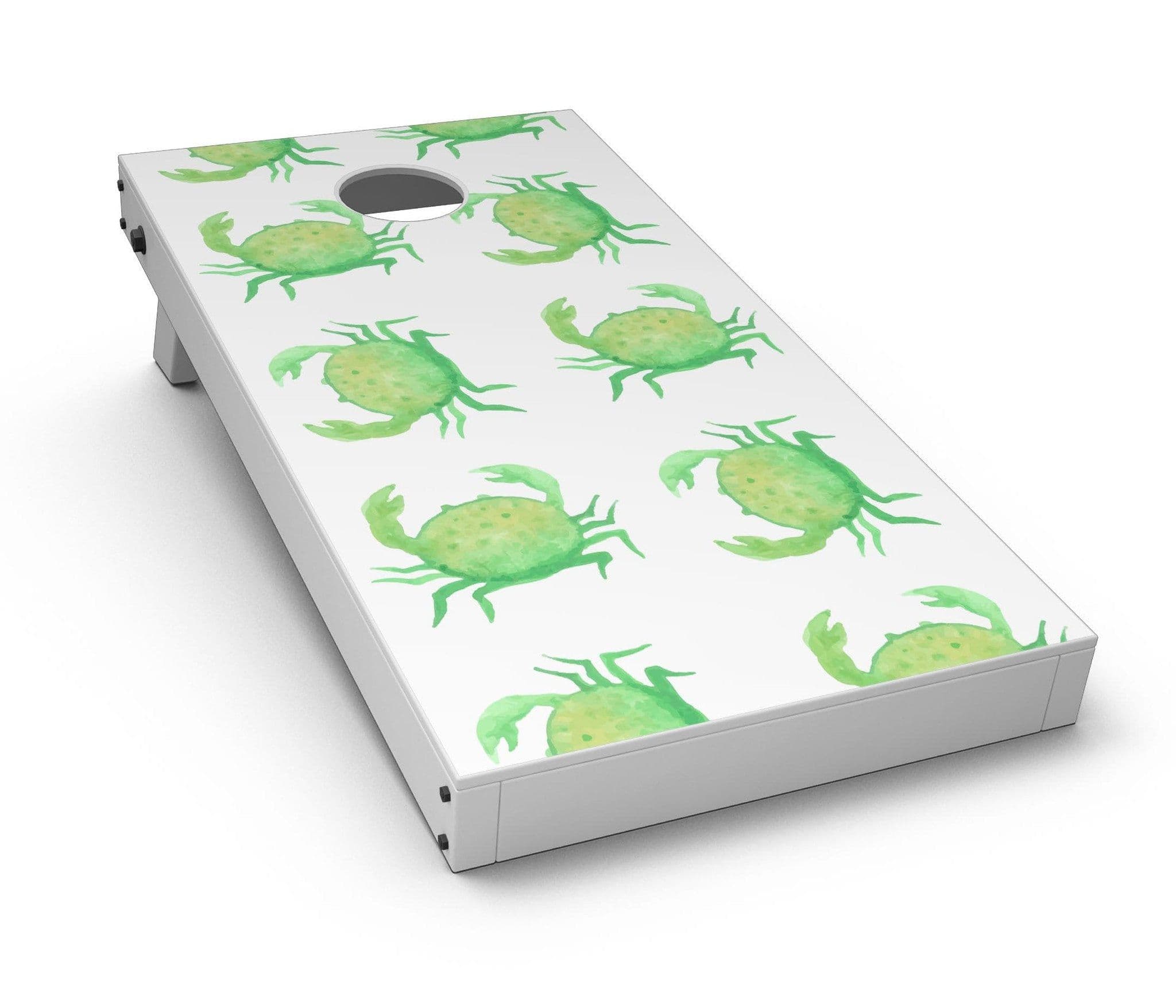 image-Seamless Green Crab WaterColor CornHole Board Skin Decal Kit