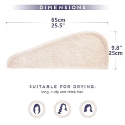 image-Solid color hair towel Textured dry hair cap 9.8 "X 25.5" absorbent hair towel wrap for button-down women