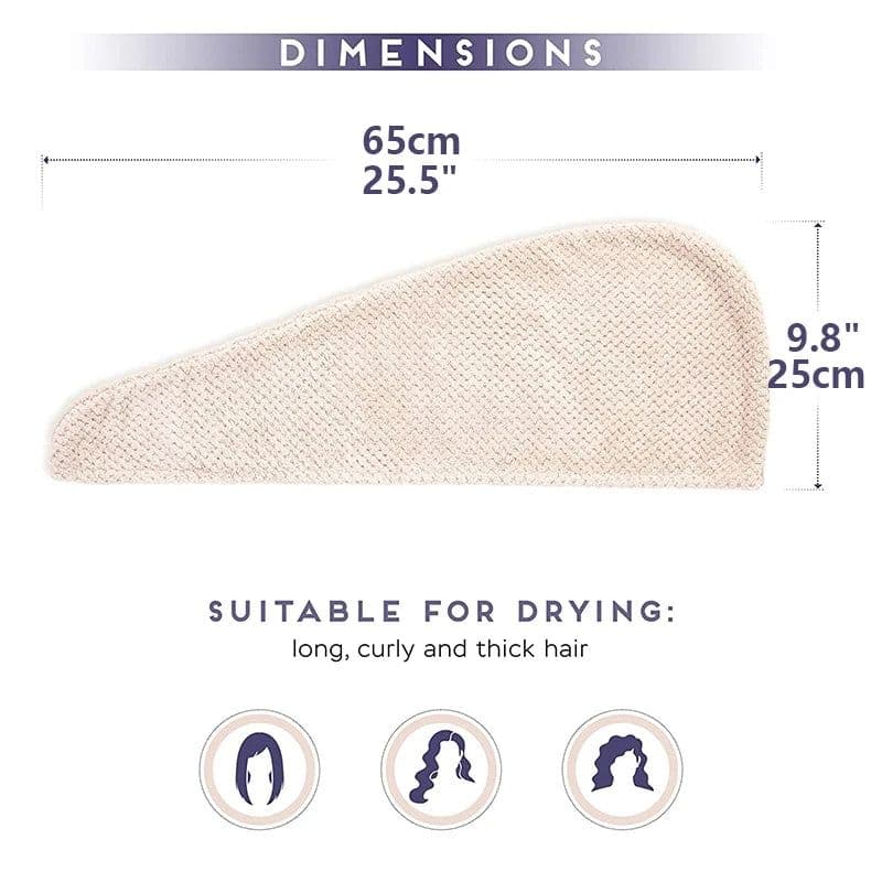 image-Solid color hair towel Textured dry hair cap 9.8 "X 25.5" absorbent hair towel wrap for button-down women