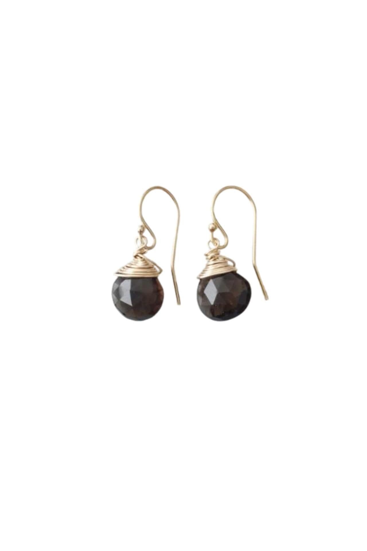 image-Jill Short Drop Earrings in Smoky Quartz