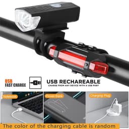 image-USB Rechargeable Bike Light Front Light Red Taillight Easy to Install 3 Modes Bicycle Accessories for the Bicycle