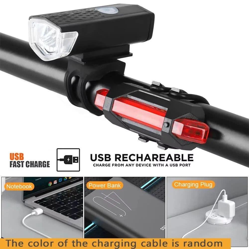 image-USB Rechargeable Bike Light Front Light Red Taillight Easy to Install 3 Modes Bicycle Accessories for the Bicycle
