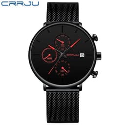 image-CRRJU Mens Watches Luxury Sport Wrist Watch Unique Design Stainless Steel Auto Date Mesh Strap Men Fashion Casual Quartz Watches