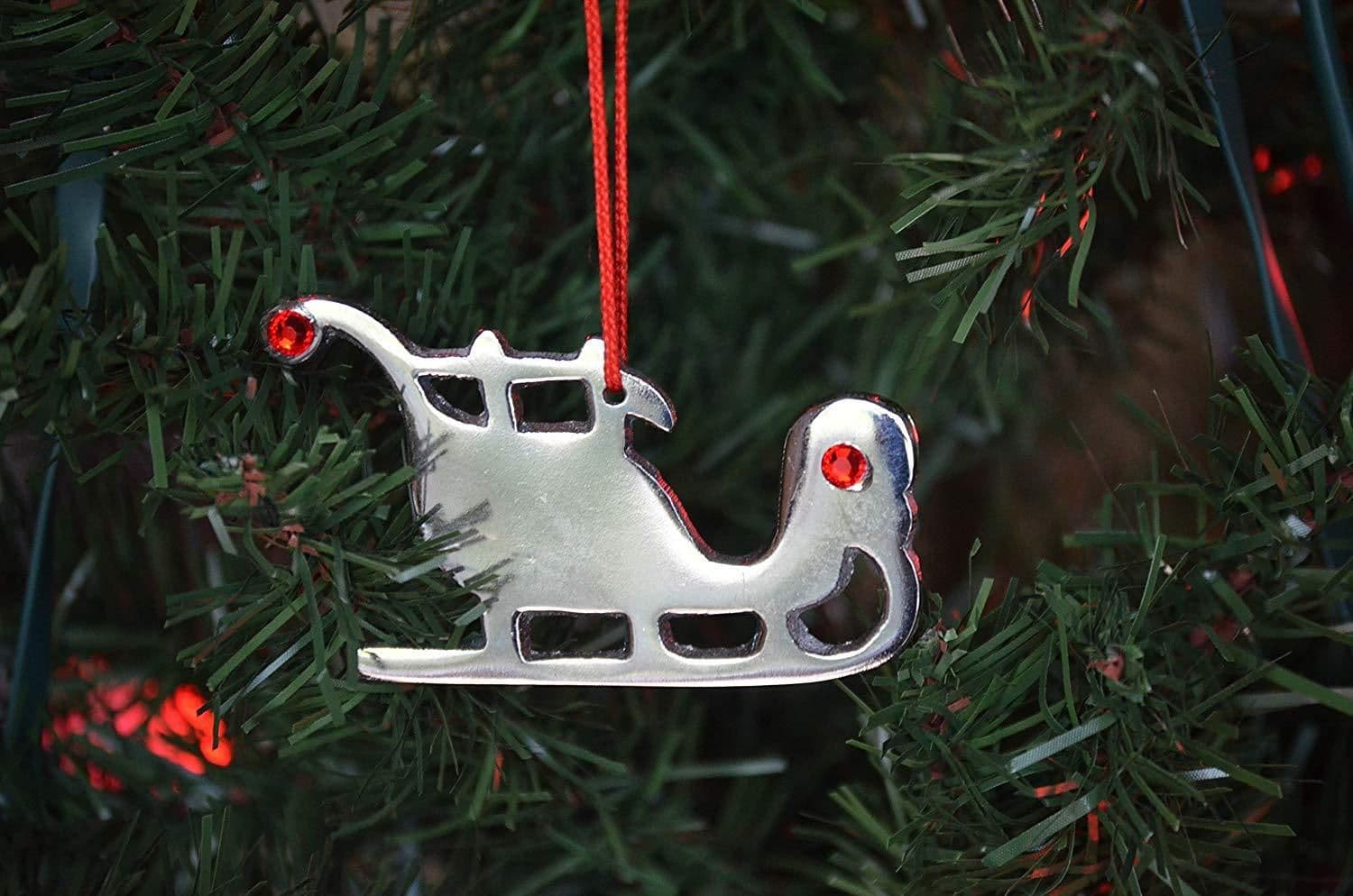 image-Sleigh Christmas Tree Ornament Decorations Set of 8
