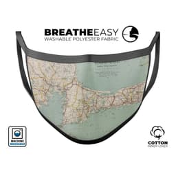 image-The Vintage Map of Cape Cod - Made in USA Mouth Cover Unisex