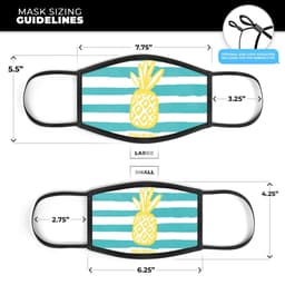 image-Striped Mint and Gold Pineapple - Made in USA Mouth Cover Unisex