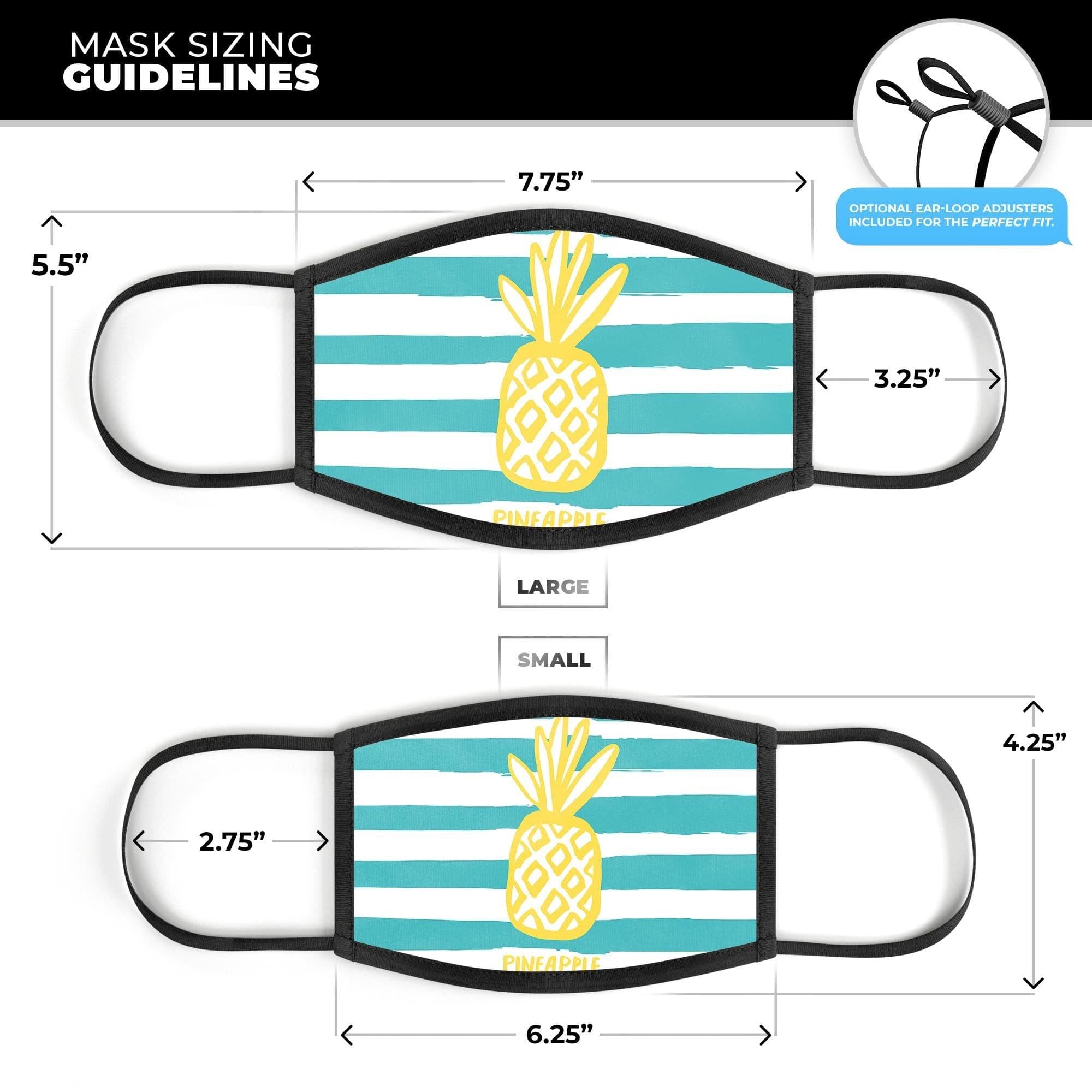 image-Striped Mint and Gold Pineapple - Made in USA Mouth Cover Unisex