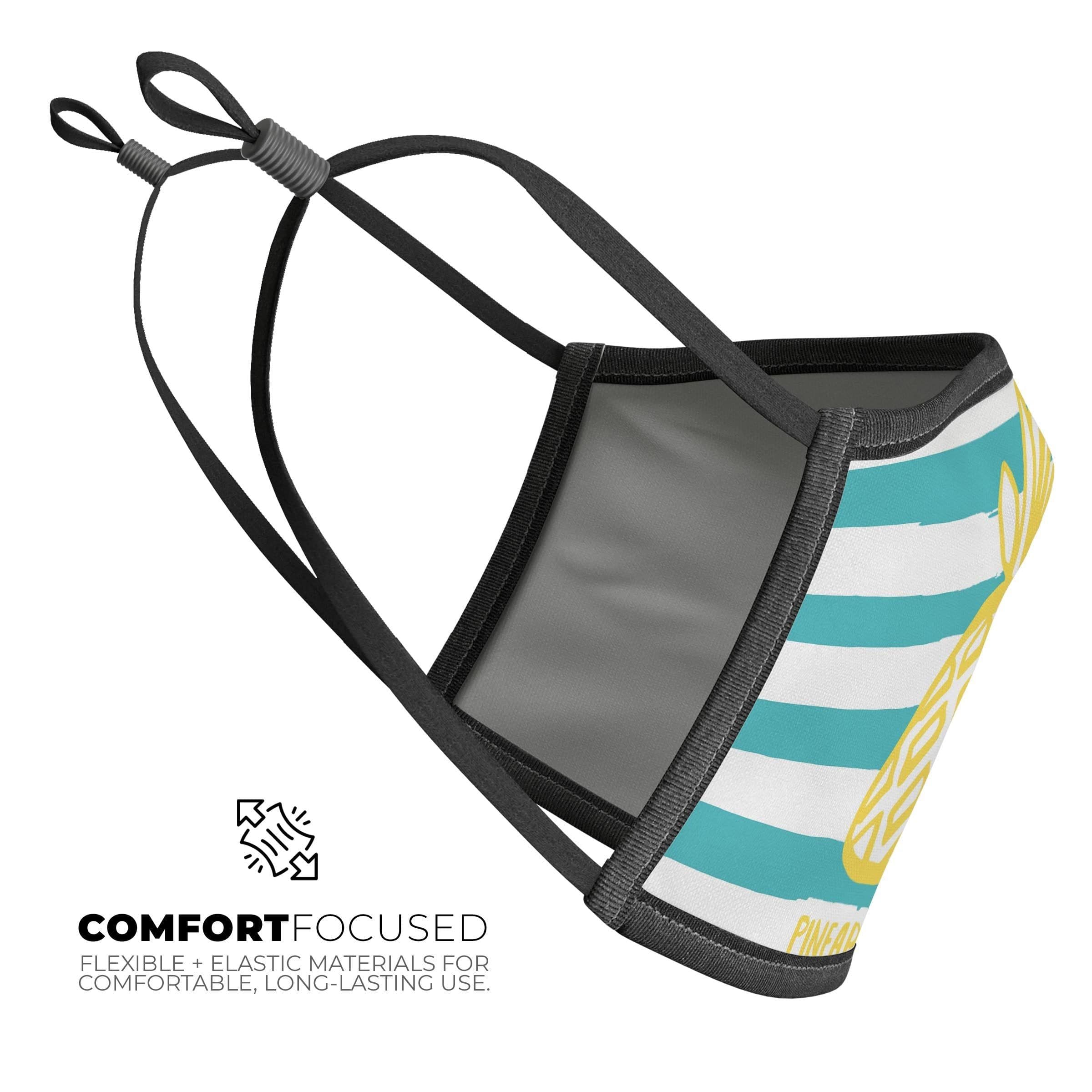 image-Striped Mint and Gold Pineapple - Made in USA Mouth Cover Unisex