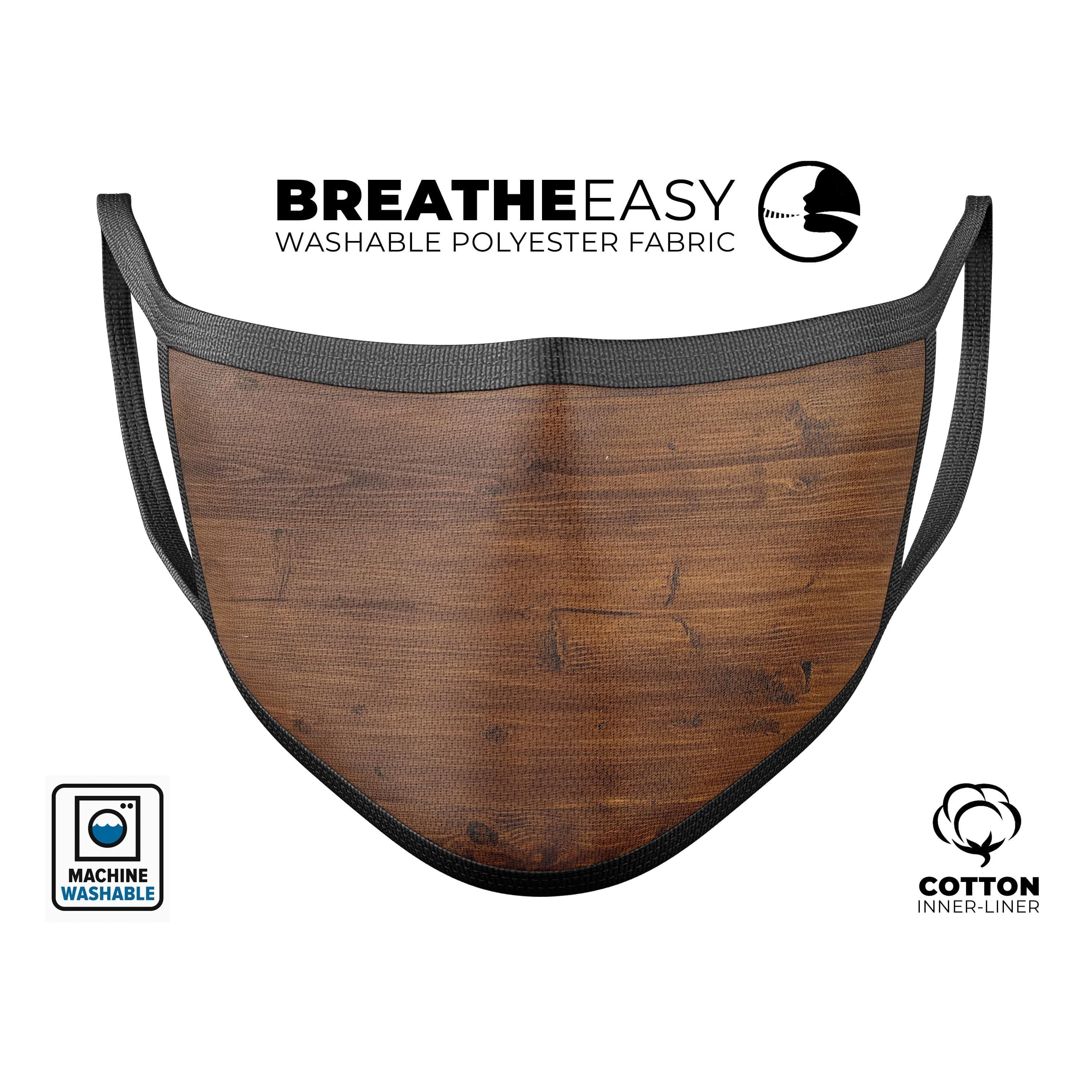 image-Worn Wood Planks V2876 - Made in USA Mouth Cover Unisex Anti-Dust
