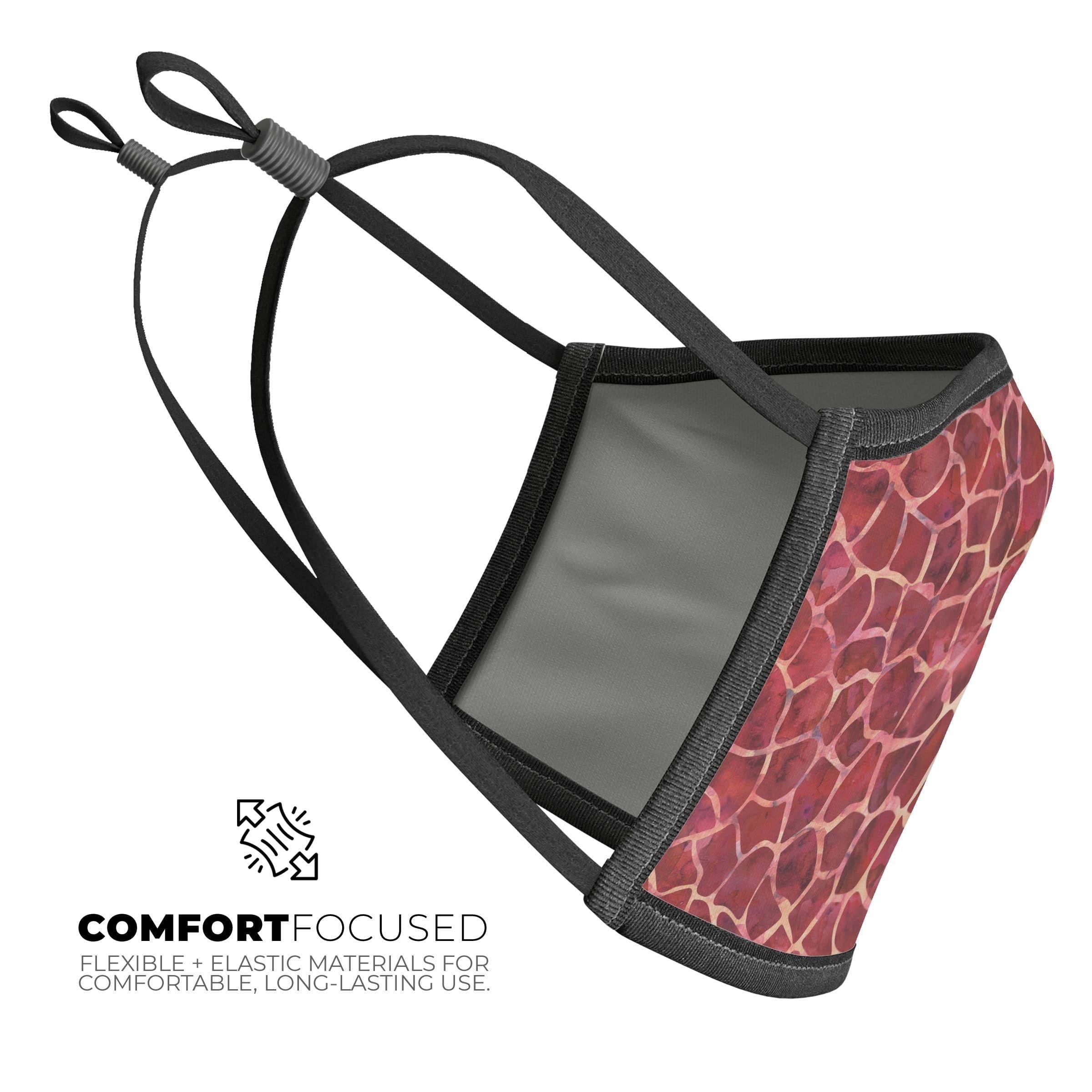 image-Red Watercolor Giraffe Pattern - Made in USA Mouth Cover Unisex